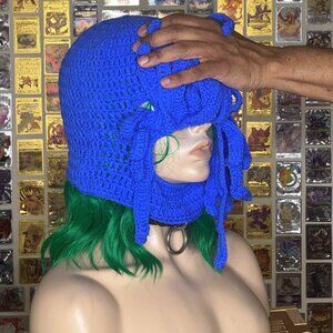 Squid Octopus Cthulhu Beanie Hat Yarn Cap Skiing Beard Blue Unworn - STYLE B